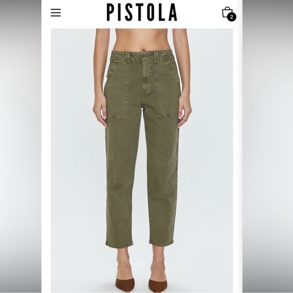 NWOT Pistola Pamela High Rise Straight Trouser in Kaki Size M - Picture 7 of 15